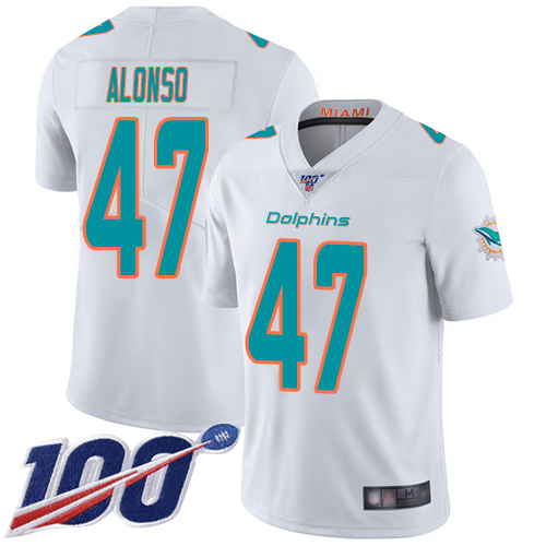 Nike Miami Dolphins #47 Kiko Alonso White Men Stitched NFL 100th Season Vapor Limited Jersey->miami dolphins->NFL Jersey